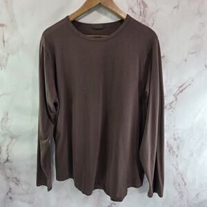 Nuuds T Shirt Womens Large Brown Chocolate Dark Boxy Long Sleeve Oversized